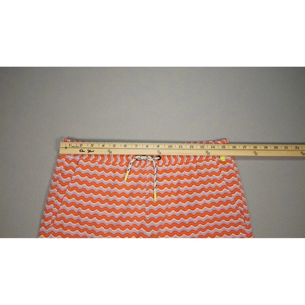 Psycho Bunny Mens Swim‎ Trunks Orange Pink Wavy Chevron Board Shorts Size Large